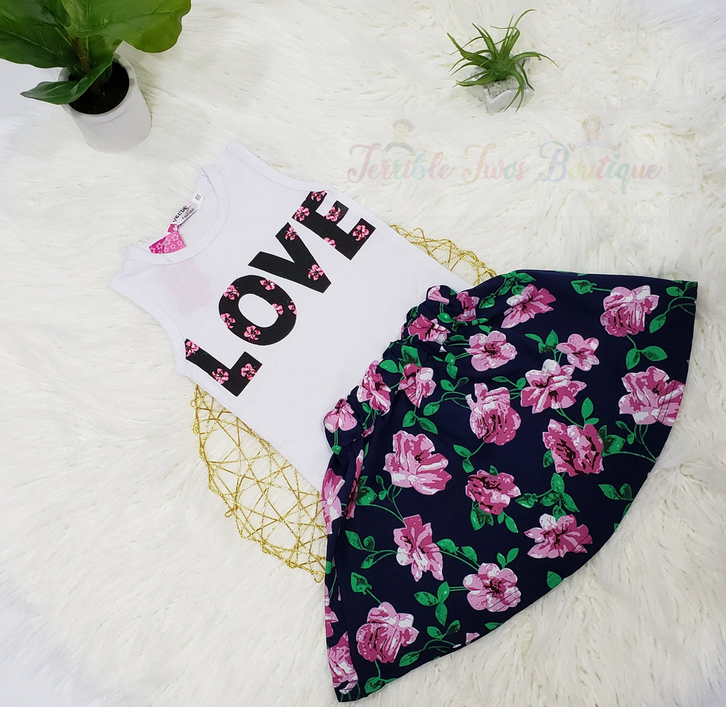 Stacey- Floral Skirt Set - Terrible Twos Boutique
