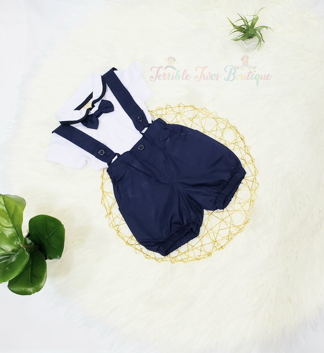 Andrew- BowTie Suspender Short Set - Terrible Twos Boutique